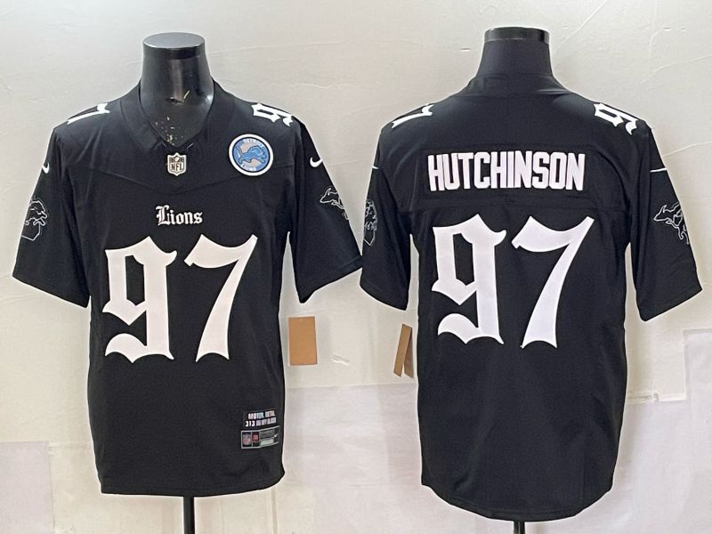 Men 2025 Detroit Lions #97 Hutchinson Black 7th generation Nike Limited NFL Jersey style 04